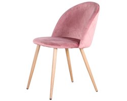 NaevaMi Eetkamerstoelen - Gestoffeerde Stoelen - Fluwelen Stoelen - Ergonomisch Ontwerp - Nordic - Scandinavische Stoelen met Metalen Poten - Rugleuningstoel voor Restaurantkeuken - Set van 4 - Roze - Velvet