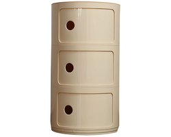 NaevaMi Nachtkastje - Bijzettafel - Side Table - Scandinavisch Nachtkastje Met Opbergruimte - 3 Lades - Meerlaags Rond Nachtkastje - Modern - Stabiel en veilig - Rubberen Sleepringen aan de Onderkant - 32x58cm - Off White