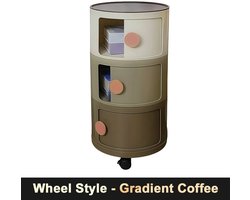 NaevaMi Nachtkastje - Bijzettafel - Side Table - Scandinavisch Nachtkastje Met Opbergruimte - 3 Lades - Meerlaags Rond Nachtkastje - Modern - Stabiel en veilig - Rubberen Sleepringen aan de Onderkant - Op Wielen - 32x58cm - 3 Kleuren