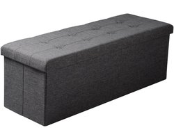 NaevaMi Opbergbank - Opbergpoef - Opbergbox - Opbergbak - Dekenkist - Ottomaanse Zitbank - Voor Woonkamer of Slaapkamer - Opbergbak met Deksel - Bank met Opslagruimte - Hocker - 110x37.5x38cm - Velvet - Grijs