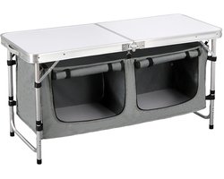 NaevaMi Opvouwbare Campingtafel - Inklapbaar - Picknicktafel Lichtgewicht - Aluminium Koffermodel – Verstelbare Hoogte – Met Opbergtas - MDF Tafelblad – Outdoor Tuintafel - Inklapbare Keukentafel – Tuin/Camping/Strand/Hiking - 120x47x69.5cm