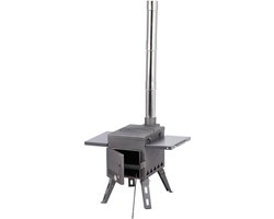 Nafaka - Camping houtkachel - Tent verwarming - Outdoor - Draagbaar - Titanium - Vrijstaand - 31.5x20x27 cm
