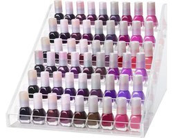 Nagellakplank 6 treden - acrylplank transparante nagellakstandaard - 30 x 24 x 18 cm - nagellakopslag voor maximaal 60 standaardflessen - decoratieve trap acryldisplay voor kaptafel, tafel, plank