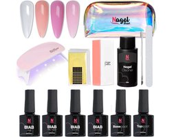 Nagelstad® BIAB Starter Pakket | Builder in a Bottle | BIAB Nagel Builder Gel | BIAB Nagellak Starterset | 4 Populairste Kleuren | HEMA & TPO Free | Inclusief Nagel Cleaner en LED Lamp