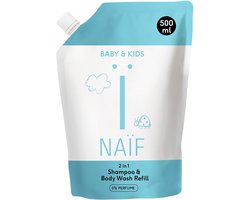 Naïf - 2 in 1 Shampoo & Body Wash - Navulverpakking - Baby & Kids - 0% Parfum - Vegan - Geen SLES - 500ml