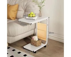 Naiz® - Nachtkastje - Wit - Met wieltjes - 40 x 28 x 60 cm - Bijzet tafeltje