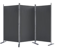 NAIZY 3-delige scherm gemaakt van polyester stof scheidingswand voor binnen en buiten vouwen 275x180cm scheidingswand met vloer nagels balkon privacy scherm kamer verdeler voor tuin woonkamer kantoor (donkergrijs)