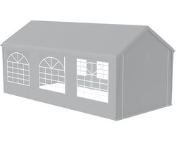 NAIZY 3x6m Partytent 18㎡ Tuinprieel Opvouwbaar Prieel UV-bescherming 50+ Tuinprieel met zijwanden & raam Waterdicht Tuinhuisje gemaakt van PE-stof & metalen frame voor festival, bruiloft, Grijs