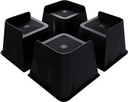 NAIZY 4-delige Meubelverhogers 10 cm tafelverhoger bedverhoger tafelpootverlenging bedverhoger meubelverhoger tafelverhoger voor meubels tafel stoel bank zwart, L-type