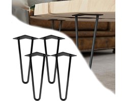 NAIZY 40cm meubelpoten 4 stuks voeten metalen tafelpoten 2-stang stoelpoten met vloerbeschermers en schroeven meubelpoten voor kast tafel stoel DIY