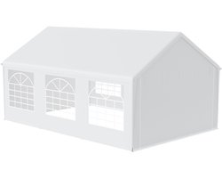 NAIZY 4x6m Partytent 24㎡ Tuinprieel Opvouwbaar Prieel UV-bescherming 50+ Tuinprieel met zijwanden & raam Waterdicht Tuinhuisje gemaakt van PE-stof & metalen frame voor festival, bruiloft, Wit