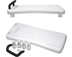 NAIZY Badplank 70x31cm Badkuipzitje Senioren 41-63cm Verstelbaar om te zitten PP-materiaal Badkuipzitje Board MAX.150kg Doucheplank, zwart handvat
