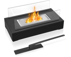 NAIZY Bio-ethanol Tafelhaard met roestvrijstalen voet en gehard glas en explosieveilige stenen terrashaard voor binnen en buiten, draagbare verbrandingskamerdecoratie (Type C)