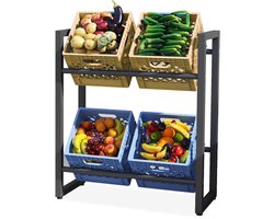 NAIZY drankkrattenrek 4 kratten flessenrek krattenrek metalen drankrek drankkrattenhouder stabiliteit ruimtebesparend plank voor drankkratten bierkratten waterkrat, 70x32x80 cm