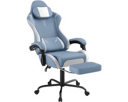 NAIZY Gaming stoel massage Blauw gamingstoel gamestoel gamingstoel met voetensteun & hoofdsteun & massagelendenkussen ergonomische bureaustoel in hoogte verstelbaar voor gamers, speelkamer, kantoor