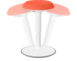 NAIZY Kantoorkruk Ergonomische ronde staande kruk 43-61 cm Hoogte verstelbare werkkruk 360° kantelbare wiebelkruk Werkkruk met hoge dichtheid spons voor thuis en kantoor, oranje