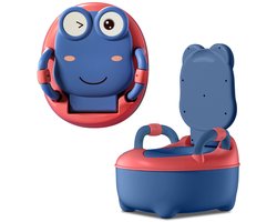 NAIZY kinderpotje 48cm hoog kindertoilet PP+PU potje met verwijderbare container babytoilet met spatbescherming&armsteunen toilettrainer voor meisjes jongen kinderen potje (normale vorm, blauw)