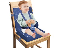 NAIZY Kinderverhoger, Verhogerstoel, Kinderzitkussen met Opvouwbare Rugleuning en Driepunts Veiligheidsgordel, Sponsverhoger voor Kinder Baby Eetkamerstoel, Blauw