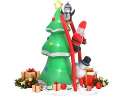 NAIZY Opblaasbare kerstboom met verlichting en stille ventilator 240 cm Opblaasbare kerstfiguren Kerstdecoratie Ornament voor binnen- en buitengebruik