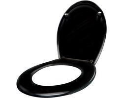 NAIZY toiletzitting met soft-close mechanisme Toiletdeksel Toiletzitting van hard plastic Antibacterieel toiletdeksel van Duroplast Universele maat, 14 afbeeldingen om uit te kiezen (zwart)