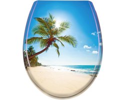 NAIZY toiletzitting met soft-close mechanisme Toiletzitting van hard plastic Antibacteriële toiletzitting van Duroplast Universele maat, 14 afbeeldingen om uit te kiezen (beach)