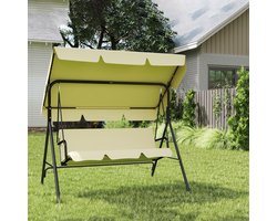 NAIZY Tuinschommel 175,5 x 110 x 152 cm 3-zits met verstelbaar dak Schommelbank Metalen buis Antislip vloermatten Schommelstoel Hangende schommel MAX tot 200 kg, beige