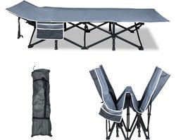 NAIZY Veldbed, inklapbaar, 190 x 62 x 38 cm, campingbed incl. draagtas en zijzak, opvouwbaar reisbed, max. 250 kg belastbaar, logeerbed, opklapbed
