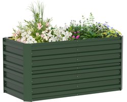 NAIZY Verhoogde Bak Gegalvaniseerd Staal 120x60x58cm Moestuinbak bloembak grote plantenbak voor buiten koude bak tuinbed Rechthoekig voor tuinbalkon, groen