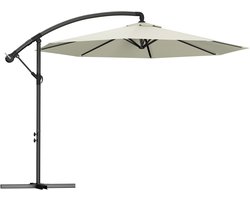 NAIZY Zweefparasol In Hoogte Verstelbaar met Zwengel Tuinparasol Aluminium Parasols Zonnescherm Balkonparasol Winddicht en Waterdicht Marktparasol voor Terras (Ø350cm, Beige)