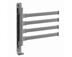 NAKA Home Draaibare Handdoekhouder Grijs - 4 Armen - Aluminium Handdoekrek met Haak - 30 x 32 cm