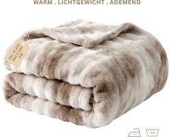 NAKA Home Luxe Zachte Fleece Plaid - XXL Fleece Deken - Imitatiebont - Warm - Ademend en lichtgewicht voor Bank, Slaapkamer & Woonkamer - 200 x 230 cm