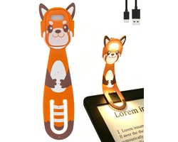 Namajunas - 2 IN1 Boekmerk Leeslampje - Klemlampen - Dimbaar - Met 3 Lichtkleuren & 5 Helderheid - Bladwijzer - Moeiteloos buigbaar - Draagbaar LED Leeslampje voor Boek - USB Oplaadbare - Kinderboeklamp - Bedlampjes Leeslampjes - Rode Panda