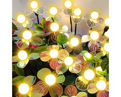 Namajunas - 4-stuks Solar Tuinverlichting op Zonne Energie - 24 LED-lampjes - Energiezuinig - Warm licht - Bloemenpatroon - Solar Tuinlamp met grondspies - Tuinverlichting op zonne-energie buiten - Voor tuindecoratie - Voor tuinliefhebbers
