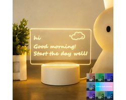 Namajunas - Berichten bord nachtlampje - Planbord lamp voor morgen - 7 kleuren touch dimmen - USB voeding - Met uitwisbare pen - Transparante DIY lamp om op te schrijven - Slaapkamer decoratie lamp - Bureau lamp