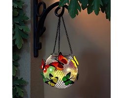 Namajunas - Buitenlantaarn zonne energie - Solar Tuinlamp - Tuinverlichting - Buitenverlichting - Kleurrijke vlinder decoratielamp - cadeau - Sfeerverlichting - hanglamp
