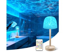 Namajunas - Douchelamp - Waterbestendige Badkamerlamp - Oceangolf Projector - Beige - 16 Kleuren - Spa‑achtige Sfeerlamp - Oplaadbare - Met Aanraak & Afstandsbediening - Draadloze Lamp - Badkamerverlichting - Voor Douche en Badkuip