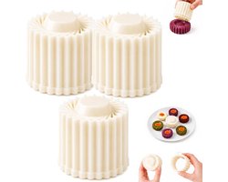 Namajunas - Dubbelzijdige bakvorm voor gebak - Koekstempel - Uitsteekvormpjes koekjes - 3 stuks - Ronde handpers-maancakevorm met zonnebloemmotief - Makkelijk losmakend DIY-bakgerei - Koekjespers - Creatieve Franse kantstijl