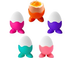 Namajunas - Eierdopjes set van 5 - Eierrek – Eierhouder - Eierdopjes Bright Colour - Pasen decoratie - Eierdopje van siliconen - Verbranding - Eierkoker - Eipocheerder - kan in de vaatwasser - Makkelijk schoon te maken - voor ontbijt , brunch , Pasen