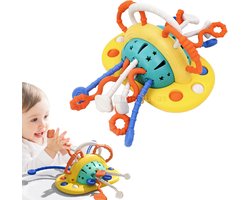 Namajunas - Kinderstoelspeelgoed met zuignap - SilicNaonen Trekkoord Activiteiten Speelgoed - Montessori speelgoed - sensorisch speelgoed - bijtspeelgoed baby - voor 6 tot 24 maanden - Peuter Speelgoed – Jongens Meisjes 1 jaar 2 jaar -cadeau