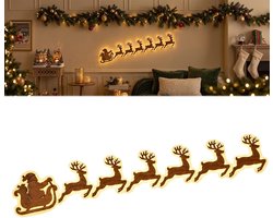 Namajunas - lichtgevende LED kerst rendier wand decoratie - 3D houten kerst silhouet met licht - Kerst verlichting - Seizoensgebonden feest decoratie voor binnen - Creëert een warme en gezellige kerstglans - eenvoudig te installeren