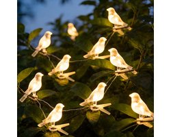 Namajunas - Lichtsnoer buiten - Buitenverlichting Lichtslinger - Tuinverlichting op zonneenergie - 5 Vogel solar lamp - LED Warmwit - Waterdicht - Sfeerverlichting voor tuin, terras, balkon, feest, bruiloft, patio decoratie