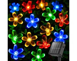 Namajunas - Lichtsnoer buiten - Buitenverlichting Lichtslinger - Tuinverlichting op zonneenergie - Kersenbloesem solar lamp - 7 m 50 LED Meerkleurig - Waterdicht - Sfeerverlichting voor tuin, terras, balkon, feest, bruiloft, patio decoratie