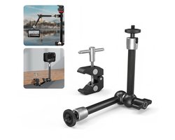 Namajunas - Superklem & 10-inch verstelbare wrijvingsarm met scharnier en 1/4"-schroef – geschikt voor LCD-monitor / LED-verlichting - Geschikt voor aansluiting op zaklampen, microfoons, LCD-monitoren en actioncamera's