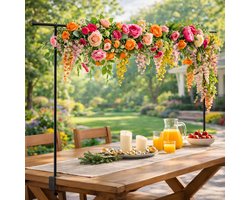 Namajunas - Tafelklem - Tafelstang decoratie - Tafelboogframe met klem - Verstelbare tafelstandaard - Tafeldecoratie voor bloemen, ballonnen, lampjes en planten - Rozenboog metaal voor bruiloften, verjaardagen en feestdecoratie - Tuinboog - Zwart