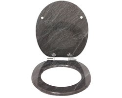 Namajunas - Toiletbril - Universele vorm WC Bril - MDF hout - Softclose - Antibacterieel - Marmer print - Met Deksel - RVS Bevestiging - Inclusief bevestiging - Easy Clean