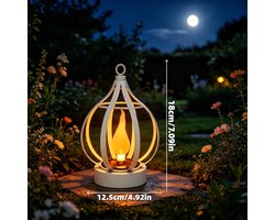 Namajunas - Tuinlamp - Tuinverlichting - Tuinlampen op zonneenergie buiten - Waterdicht hangdecoratie - Buitenlamp zonne energie balkon - Geschikt voor achtertuin, tuin en boomdecoratie - Metalen vlamvormige lamp - Sfeer lantaarn - Tuin decoratie