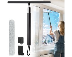 Namajunas - Vloerwisser - Vloertrekker - Douchetrekker - Vloerwisser badkamer - Trekker met Steel - Douche met telescoopsteel, doekhoes, houder, flexibele waterschuiver - Vloertrekker met Steel Telescopisch 33-146 cm - Breedte 32cm