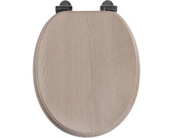 Namajunas - WC-brillen - Wc bril softclose - Toilet bril - Universele vorm WC Bril - MDF hout - Antibacterieel - Lichte Eiken - Met Deksel - RVS Bevestiging - Easy Clean - Snelle montage en demontage - Inclusief Bevestigingsmateriaal