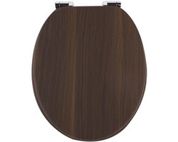 Namajunas - WC-brillen - Wc bril softclose - Toilet bril - Universele vorm WC Bril - MDF hout - Antibacterieel - Nachtbruin Hout - Met Deksel - RVS Bevestiging - Easy Clean - Snelle montage en demontage - Inclusief Bevestigingsmateriaal