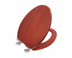 Namajunas - WC-brillen - Wc bril softclose - Toilet bril - Universele vorm WC Bril - MDF hout - Antibacterieel - Roodbruin Hout - Met Deksel - RVS Bevestiging - Easy Clean - Snelle montage en demontage - Inclusief Bevestigingsmateriaal